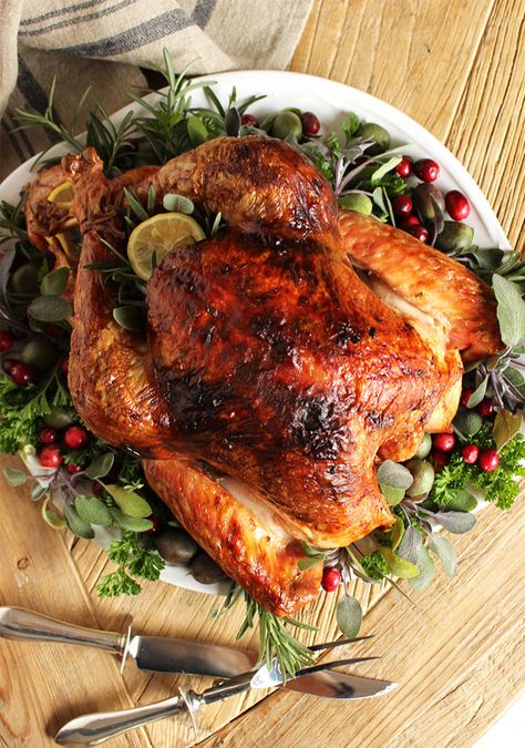 The ONLY turkey recipe you'll ever need. Totally foolproof....juicy, tender and doesn't even need gravy it's so flavorful. | @suburbansoapbox Citrus Herb Roasted Turkey, Best Turkey Recipe, Herb Roasted Turkey, Roast Turkey Recipes, Roast Turkey, Turkey Recipes Thanksgiving, Hosting Thanksgiving, Turkey Recipe, Turkey Dinner