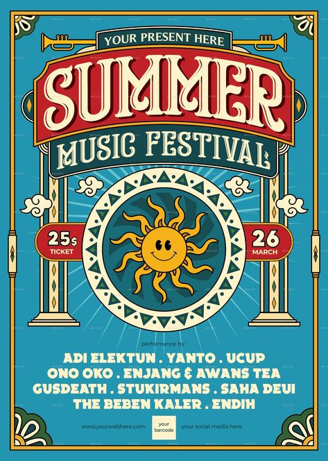 Summer Party Flyer Sun Gazing, Summer Party Flyer, Gig Poster, Hand Lettering Inspiration, Lettering Inspiration, Instagram Frame Template, Party Summer, Bagan, Instagram Frame