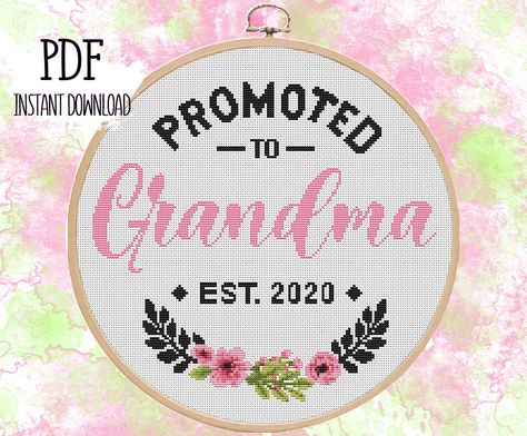 Cross Stitch For Grandma, Grandma Cross Stitch Pattern, Grandma Cross Stitch, Stitch Home Decor, Cross Stitch Home, Promoted To Grandma, Making Stuff, Christmas Cross, Embroidery Inspiration