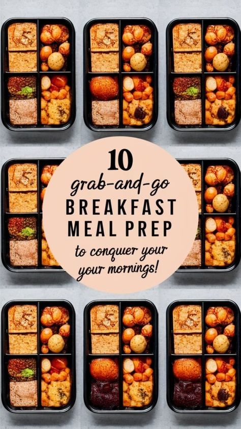 10 Grab-and-Go Breakfast Meal Prep Ideas to Conquer Your Mornings! Breakfast Meal Prep Weight Gaining, Premade Breakfast Ideas Healthy, Healthy Breakfast Filling, Packable Breakfast Ideas, Savoury Breakfast Meal Prep, Morning Meal Prep Breakfast Ideas, Meal Prep Breakfast Healthy, Healthy Breakfast Meal Prep For The Week, Breakfast Bento Box Ideas