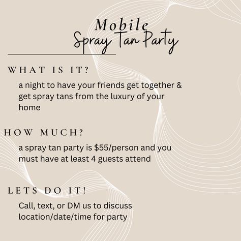 October Spray Tan, Spray Tan Giveaway Ideas, Spray Tan Packages, Pre Tanning Tips, Dolce Glow Spray Tan, Spray Tanning Price List, Reasons To Get A Spray Tan, Spray Tan Pricing, Spray Tan Promotion Ideas