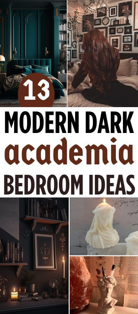 Modern Dark Academia Bedroom, Modern Dark Academia, Dark Academia Bedroom Ideas, Dark Academia Bedroom, Dark Academia Interior, Dark Cozy Bedroom, Dark And Moody Bedroom, Academia Bedroom, Moody Bedroom Ideas