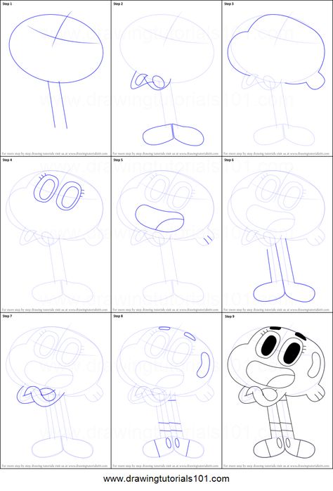 How to Draw Darwin Watterson from The Amazing World of Gumball Printable Drawing Sheet by DrawingTutorials101.com Gumball Drawing Easy, The Amazing World Of Gumball Sketches, How To Draw Cartoon Network Characters, Amazing World Of Gumball Sketch, The Amazing World Of Gumball Drawing, How To Draw Gumball, Gumball And Darwin Drawing, Gumball Sketch, Amazing World Of Gumball Drawings