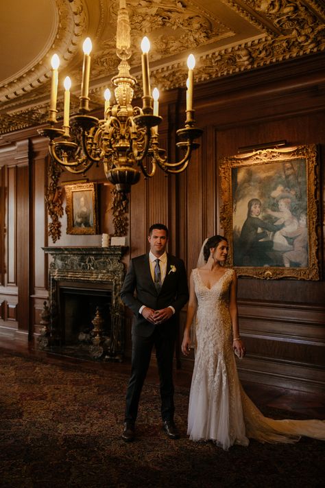 A National Historic Landmark, Rochester, Michigan's 88,000 square foot historic mansion is the perfect setting for a wedding. Whether you want to make your vows in a traditional ballroom, or perhaps a more modern sun room, Meadow Brook Hall’s graces and spaces will provide the perfect backdrop for your dream wedding ceremony. Mansion Wedding Aesthetic, Historic Mansion Wedding, Meadow Brook Hall Wedding, Old Mansion Wedding, Moody Mansion, Godly Wedding, Indoor Weddings, Classy Interior, Winter Wedding Venues