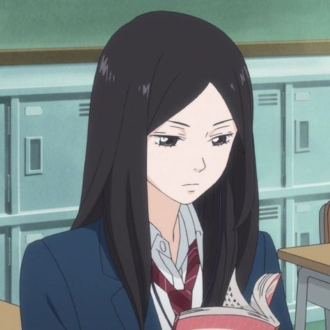 An Anime, A Girl, Black Hair, Reading, Hair, Anime, Black