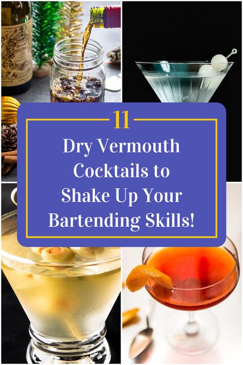 Collage of 4 dry vermouth cocktails. Dry Vermouth Cocktails, Vermouth Drinks, Sweet Vermouth Cocktails, Vermouth Cocktails, Vermouth Cocktail, Cocktail Inspiration, Alcholic Drinks, Sour Foods, Dry Vermouth