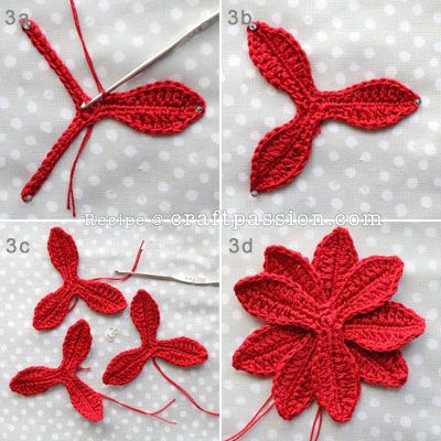 Free poinsettia crochet pattern & tutorial to make a poinsettia napkin ring. Decorate your Christmas table with white napkin & red poinsettia napkin ring. – Page 2 of 2 Clay Buttons, Projek Menjahit, Crochet Wreath, Crochet Flowers Free Pattern, Crocheted Flowers, Crochet Christmas Decorations, Holiday Crochet, Christmas Crochet Patterns, Crochet Flower Patterns