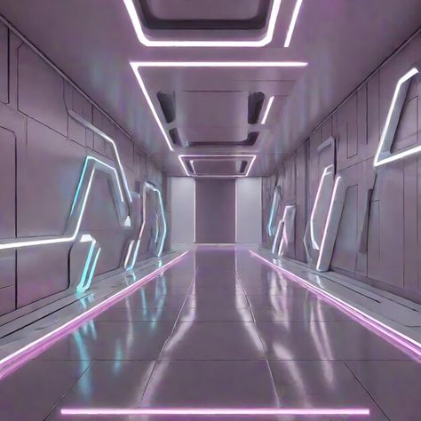 Interior Led Lights, Futuristic Interior, Hallway Decor, Interior Photo, Neon Lights, Hallway Decorating, Neon Lighting, Premium Photo, Modern Lighting