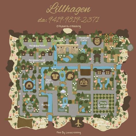 Acnh Town Map, Acnh Dream Address Citycore, Acnh Citycore Map Layout, Acnh Citycore Map, Acnh Citycore Dream Address, Acnh Neighborhood Layout Map, Animal Crossing Maps, Acnh Map Layouts, Acnh Villagers Homes Layout Map