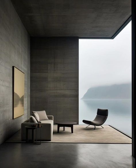 Minimalist Interior Architecture, Brutalist House Interior, Minimalistic Luxury Interior, Brutalist Architecture House, Brutalist Minimalism, Brutalist Architecture Interior, Brutalist Exterior, Brutalist Living Room, Brutalist Decor