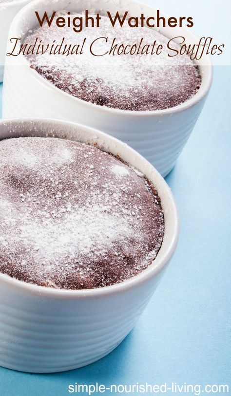 Weight Watchers Individual Chocolate Souffles. Simple + Delicious + Just 3 WWPP http://simple-nourished-living.com/2015/07/weight-watchers-individual-chocolate-souffles/ Souffle Recipes, Chocolate Souffle, Ww Desserts, Valentine Desserts, Weight Watchers Desserts, Ww Recipes, Healthy Dessert, Weight Watchers Meals, Chocolate Desserts