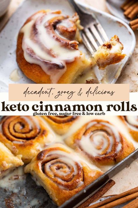 This keto cinnamon rolls recipe yields soft, fluffy, slightly chewy rolls with rich swirls of sweet cinnamon and creamy vanilla icing. Cinnamom Rolls, Cinnamon Roll Frosting, Rolls Recipe Easy, Cinnabon Cinnamon Rolls, Keto Cinnamon, Baking With Coconut Flour, Keto Cinnamon Rolls, Best Cinnamon Rolls, Low Carb Drinks