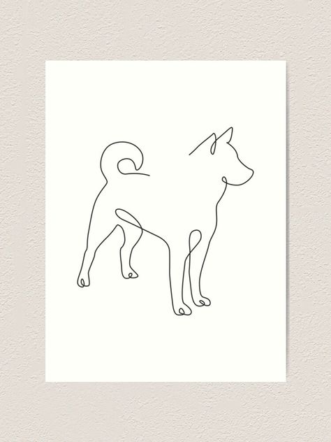 "Minimalist Shiba Inu" Art Print by pattyjab | Redbubble Shiba Line Art, Shiba Inu Tattoo Ideas, Shiba Inu Embroidery, Akita Dog Tattoo, Shiba Inu Tattoo Small, Akita Drawing, 2 Dogs Tattoo, Thor Tattoos, Akita Tattoo