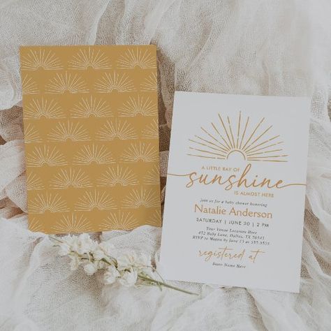 Little Ray of Sunshine Boho Baby Shower Invitation A Little Sunshine Is On The Way, Sunshine Baby Shower Invitations, Gender Neutral Invitations, Sunshine Baby Shower, Sunshine Baby Showers, Gender Neutral Baby Shower Invitations, Boho Baby Shower Invitations, Boho Sun, Ray Of Sunshine