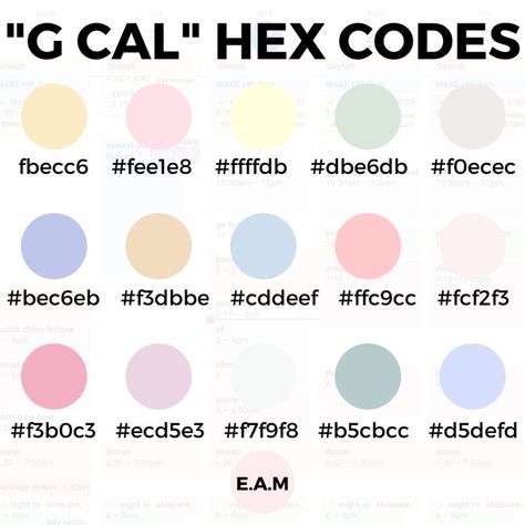 Use these hex codes to improve the color options in Google Calendar. Google Agenda, Colours That Go Together, Google Keep, Hex Color Palette, Calendar Organization, Digital Organization, Hex Codes, Hex Color Codes, Google Calendar