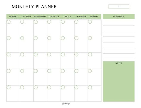 Green Monthly Planner Template, Monthly Planner Aesthetic, Free Planner Templates, Weekly Planner Free Printable, Weekly Planner Free, Writing Paper Printable Stationery, Monthly Planner Template, Planner Writing, Marketing Planner