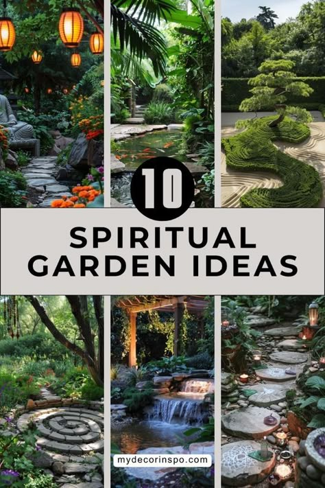 Elevate your mindfulness practice with these spiritual garden ideas. Learn how to incorporate elements like outdoor Zen gardens, water fountains, and meditation benches to create a calming environment. Big Garden Design Ideas, Zen Garden Pattern, Meditation Gardens, Backyard Room, Outdoor Zen Garden, Zen Garden Backyard, Spiritual Garden Ideas, Modern Zen Garden, Japanese Water Garden