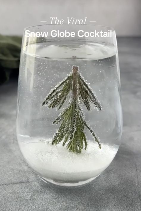 snow globe cocktail Coconut Syrup, Vodka Soda, Sparkling Drinks, Festive Drinks, How To Make Snow, Edible Glitter, Christmas Cocktails, Winter Party, Holiday Cocktails