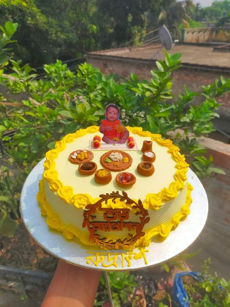 For Rice Ceremony Rice Feeding Ceremony Cake, Rice Ceremony Cake Design, Annaprasana Cake Design, Rice Ceremony Cake, Bon Voyage Cake, Kolka Design, Rice Ceremony, Half Birthday Cakes, Cake Designs For Girl