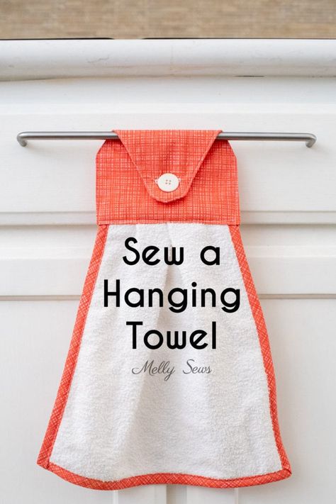 How to Sew a Hanging Towel - Easy DIY for Your Kitchen - Melly Sews Sew Kitchen Towels, Kitchen Towel Sewing, Kitchen Towels Hanging, Melly Sews, Hanging Kitchen Towel, Old Towels, Towel Pattern, Hanging Towels, Bias Tape