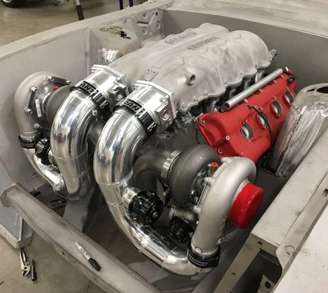 twin-turbo Ferrari 4.2 L F136 V8 in a 1968 Mustang Ford Mustang 1968, Ford Mustang 1969, Ls Engine Swap, Chevy Motors, Car Engines, 1968 Mustang, Crate Motors, Mechanical Engineering Design, Milwaukee M12