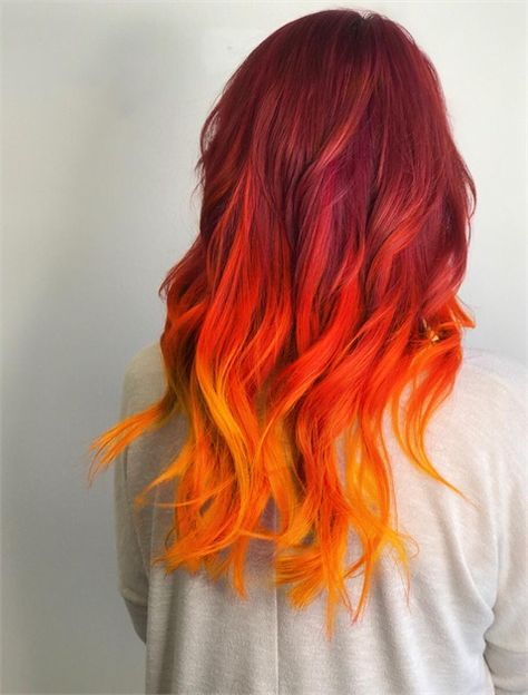 Mix and Meld Using Celeb Luxury's NEW Colorbrain Custom Colorwash Mix - Hair Color - Modern Salon Fire Ombre Hair, Fire Hairstyles, Fire Hair Color, Flame Hair, Red Hair Extensions, Fire Hair, Mixed Hair, Red Wigs, Hair Styles 2017