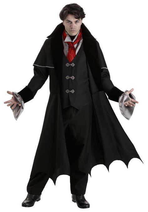 PRICES MAY VARY. Size: X-Large COSTUME INCLUDES: This Adult Royal Vampire Costume includes a coat, a shirt front with an attached tie, and a hat. FROM FUN COSTUMES: Halloween costumes are what we do and our mission is to make the best costumes in the world! This Royal Vampire Costume for adults is a sinister vampire costume designed by our expert costume team and we're sure you'll love it for Halloween or for your next costume event. GREAT DESIGN: This vampire outfit is designed to create the lo Vampire Costume For Men, Royal Vampire, Vampire Outfit, Outfit With Hat, Vampire Halloween Costume, Vampire Costumes, Victorian Halloween, Victorian Vampire, Fun Costumes