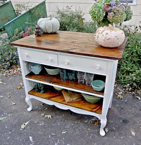 Heir and Space: Antique Dresser Turned Kitchen Island Dresser Turned, Diy Kitchen Island, Furniture Rehab, Old Dressers, Refurbished Furniture, Flipping Furniture, Redo Furniture, Repurposed Furniture, Upcycled Furniture