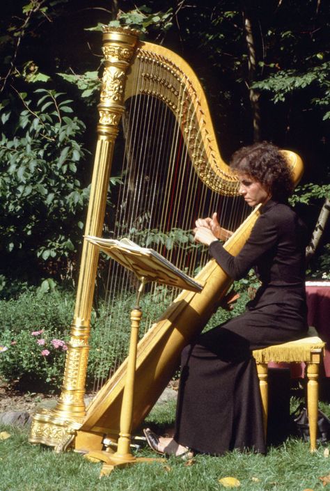 A harp player is the perfect touch for any vintage-inspired wedding. Image from my wedding circa 1980. Harp At Wedding, Harp Wedding, Orchestra Wedding, Wedding Orchestra, Harp Aesthetic, Violin Wedding, Wedding Harpist, Harp Instrument, Harp Player