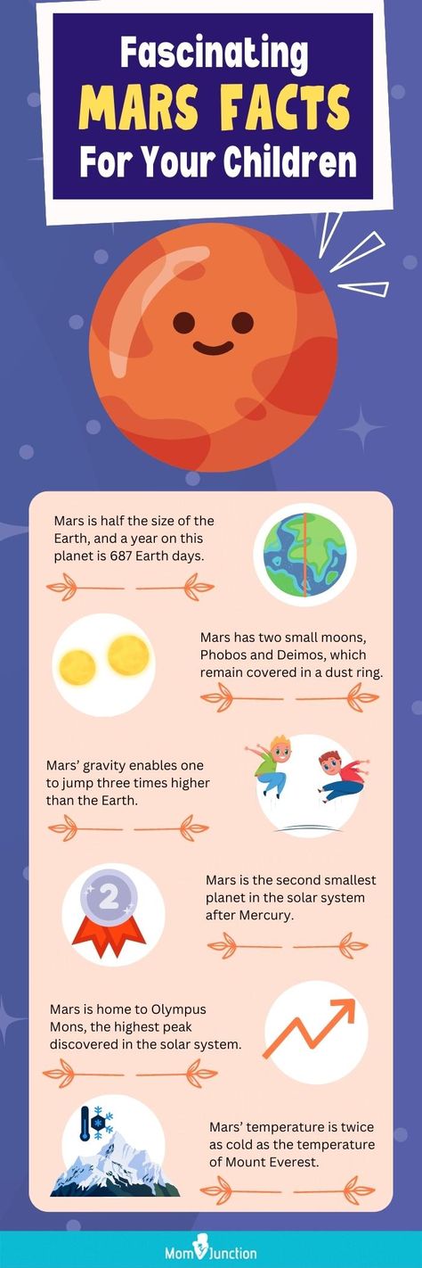 26 Fun And Interesting Facts About Mars For Kids Mars Facts For Kids, Mars Rover Project, Facts About Mars, Mars Facts, Mars Project, Water On Mars, Mars Surface, Study Activities, Mars Planet