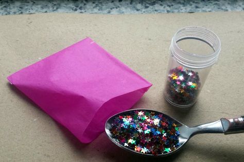 How to Spring Load a Glitter Bomb Card for Maximum Mess: 4 Steps Homemade Glitter, How To Make Glitter, Purple Tissue Paper, Confetti Cards, Diy Confetti, Glitter Pictures, Glitter Bomb, Glitter Confetti, Glitter Gifts