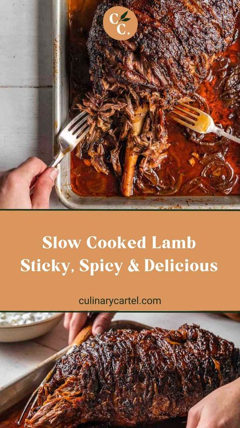 Slow Cooked Lamb – Sticky, Spicy and Delicious | Culinary Cartel Lamb Roast Recipe, Lamb Leg Recipes, Slow Cooker Lamb, Lamb Recipe, Easter Dishes, Leg Of Lamb, Slow Cooked Lamb, Lamb Dishes, Lamb Shanks