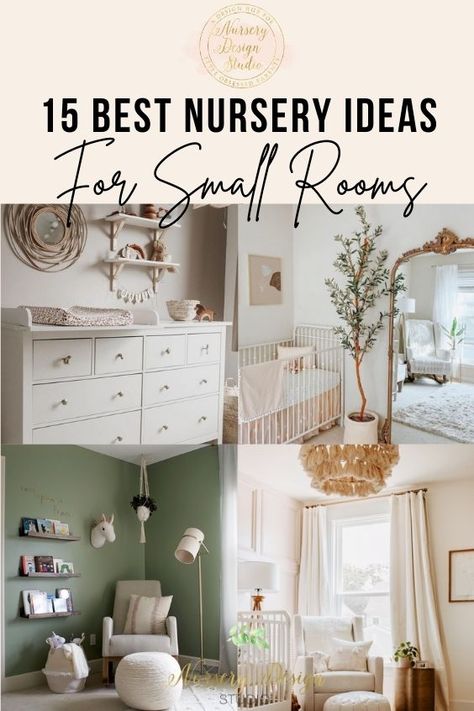 Designing a nursery in a small room? We'll share the best nursery ideas for small rooms to help you design a small nursery that's functional and stylish. When decorating the nursery, there are times when you really don't have a say in the size of the room. So instead, you'll have to think creatively to optimize the nursery layout, come up with genius nursery storage solutions and determine what the nursery essentials are that deserves a spot in the nursery-all without skimping on your personal Nursery Furniture Layout, Nursery Ideas For Small Rooms, Small Nursery Layout, Small Nursery Decor, Small Nursery Design, Small Baby Nursery, Nursery Guest Room Combo, Small Space Baby, Small Room Nursery