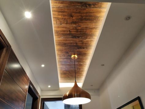 Gypsum Ceiling — Wood Entrance False Ceiling Design, Ceiling Wood Design, Ceiling Cove, Drop Ceilings, Bathroom Lighting Design, Gypsum Ceiling Design, Wooden Ceiling Design, Drywall Ceiling, Gypsum Ceiling