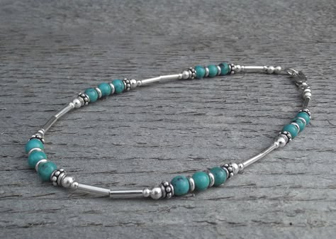 Sterling Silver ankle bracelet by MdWangDesigns on Etsy Vintage Boston Terrier, Turquoise Anklet, Petite Jewelry, Ankle Bracelets Diy, Silver Ankle Bracelet, Homemade Bracelets, Diy Leather Bracelet, Beach Candle, Vintage Boston