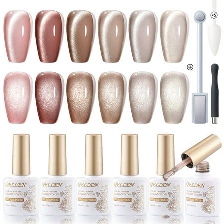 Light Colored Nail Ideas, Neutral Cat Eye Nails, Pastel Pink Nail Art, Nude Gel Polish, Holiday Nail Colors, Nail Polish Gift Set, Nye Nails, White Gel Nails, Pink Nail Art Designs