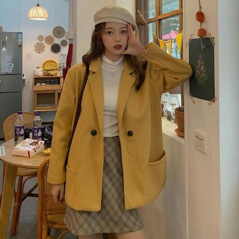 Outfit Blazer, Outfit Inspired, Dream Outfits, Blazer Outfit, Blazer Outfits, Mustard Yellow, Mustard, Blazer, Yellow