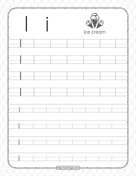 Printable Dotted Letter I Tracing Pdf Worksheet Letter I Tracing, Cursive Small Letters, Tracing Alphabet Letters, Letter I Worksheet, Letter Tracing Printables, Alphabet Writing Worksheets, Free Printable Alphabet Worksheets, Printable Alphabet Worksheets, Letter Tracing Worksheets