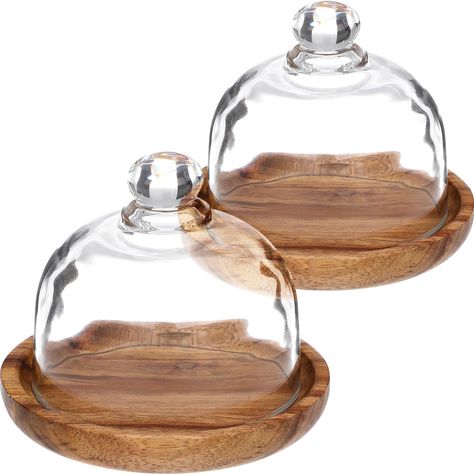 PRICES MAY VARY. Material: The mini cake stand is made of glass and wood materials for long-term use Size: The cake plate diameter is 4.1", the width of the dome is 3.4", and the height of the dome is 3.5" Delicate Design: The glass dome cover will look great at any event while highlighting your desserts and making your buffet really stand out Multipurpose: The clear glass cake dome is ideal for displaying cakes, fruit, pies, and pastries in style. and also good for plants, succulents, fairy lig Cake Stand Wood, Cake Stand With Lid, Glass Cake Dome, Small Cake Stand, Mini Cake Stand, Glass Bell Jar, Glass Dome Display, Cake Stand With Dome, Wood Cake Stand