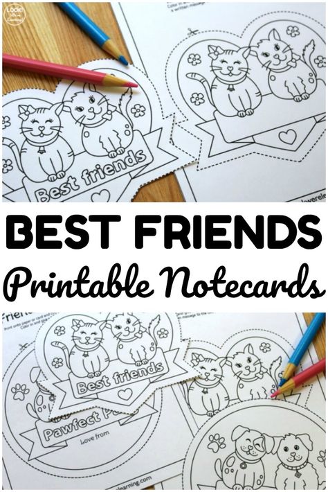 These printable friendship notes are a sweet way for kids to let their friends know they care! Friendship Coloring Sheets Free Printable, Friendship Cards For Kids, Friendship Crafts For Kids, Kindergarten Friendship, Friendship Activities Preschool, Friendship Craft, Teaching Friendship, Friendship Journal, Friendship Week