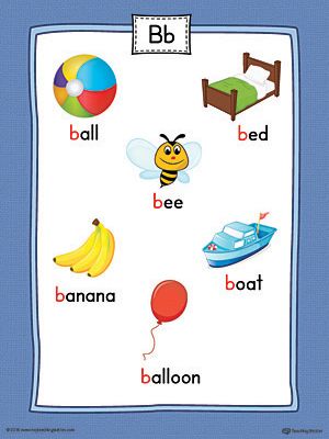 **FREE**Letter B Word List with Illustrations Printable Poster (Color). Use the Letter B Word List with Illustrations Printable Poster to play letter sound activities or display on a classroom wall. Letter B Pictures, B Letter Words, B Words List, Letter A Words, Sound Activities, Color Worksheet, Teacher Wall, Letter B Worksheets, Kindergarten Names