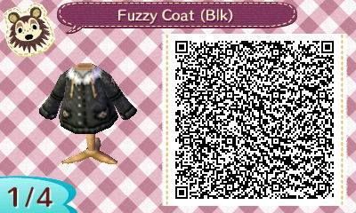 Acnl Clothes, Acnl Qr Codes, Animal Crossing 3ds, Animals Crossing, Ac New Leaf, Happy Home Designer, Animal Crossing Qr Codes Clothes, Fuzzy Coat, Qr Codes Animal Crossing