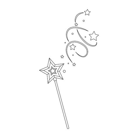 Princess Wand Tattoo, Star Wand Tattoo, Wand Drawings, Magic Wand Tattoo, Magic Wand Illustration, Book Vector Illustration, Wand Tattoo, Book Vector, Inktober 2024