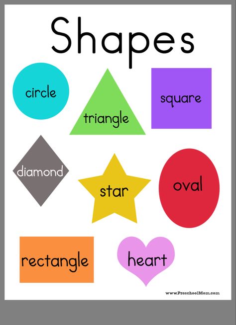 Learning Shapes Preschool, Shape Printables, Shape Bingo, Shapes Preschool Printables, Preschool Charts, Printables Preschool, Shape Worksheets For Preschool, Preschool Mom, Shape Chart