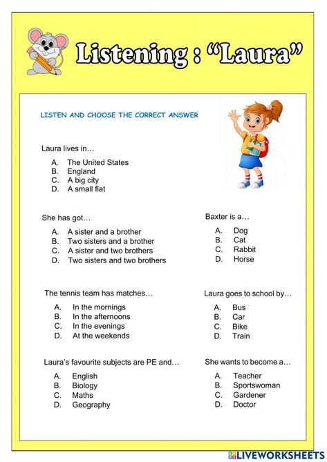 Listening Skills Worksheets, Esl Listening Activities, Listening Activities For Kids, Be A Better Listener, English Liveworksheet, Better Listener, Proper Nouns Worksheet, Listening English, English Student