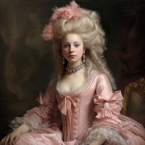 Rococo Portrait, Rococo Hair, French Nobility, Rococo Gown, Queen Marie Antoinette, Rococo Aesthetic, Victorian Era Dresses, 50s Art, French Royalty