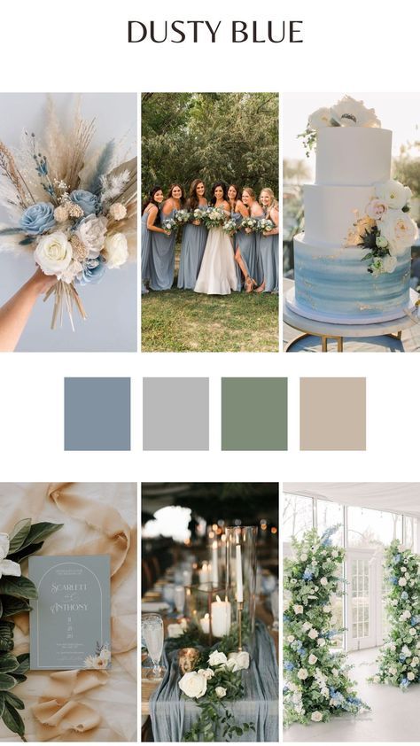 Chic white and navy wedding colors. Dusty Blue And Sage Green Wedding Colors, Dusty Blue Wedding Colour Palettes, Sage Green Dusty Blue Beige Wedding, Steel Blue Wedding Palette, Dusty Blue And Khaki Wedding, Blue And Neutral Wedding Color Palettes, Dusty Blue Wedding Pallet Color Schemes, Dusty Blue And Sage Green Outdoor Wedding, Summer Wedding Colors Navy Blue