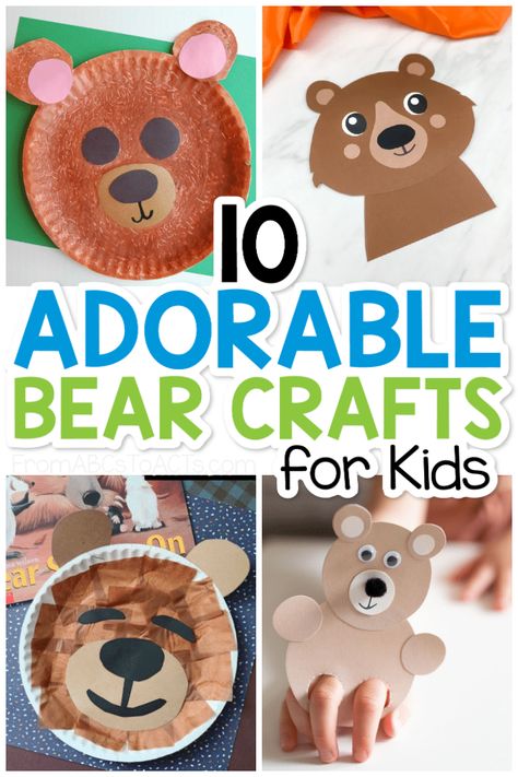 10 Adorable Bear Crafts for Kids Bear Crafts For Kids, Bear Activities Preschool, Hibernating Bear Craft, Bear Crafts Preschool, Hibernation Crafts, Brown Bear Brown Bear Activities, Bears Preschool, Teddy Bear Crafts, Puppets For Kids