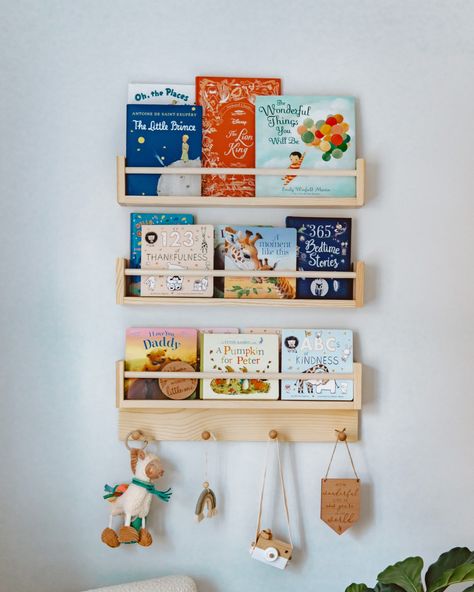 Nursery Bookshelf . Single Book … curated on LTK Open Shelving Nursery, Nursery Book Display, Floating Bookshelves Nursery, Nursery Bookshelves, Oak Bookshelves, Single Book, Floating Books, Nursery Book, Floating Bookshelf