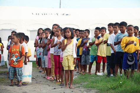 UNICEF_AM_009 Philippine National Anthem, Lupang Hinirang, Kids Singing, A Daily Routine, Leyte, Going To School, School Help, National Anthem, Children And Family